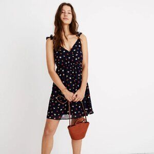 Madewell Ruffle-Strap Wrap Dress in Confetti Floral Deep Indigo Size 2